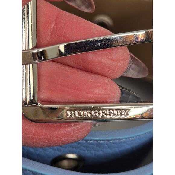Burberry EUC leather belt size 105 / 42 Periwinkle blue silver adjustable0 main image 6